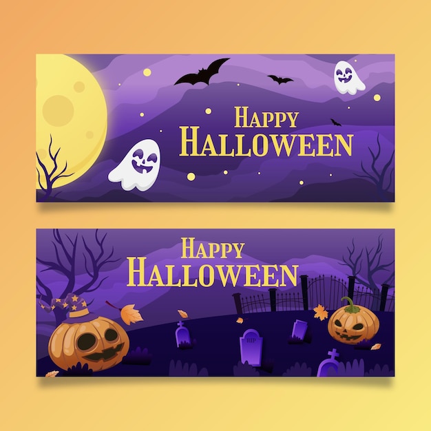 Gradient halloween banners set