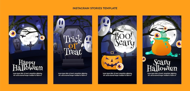 ベクトル グラデーションハロウィンinstagramストーリーコレクション