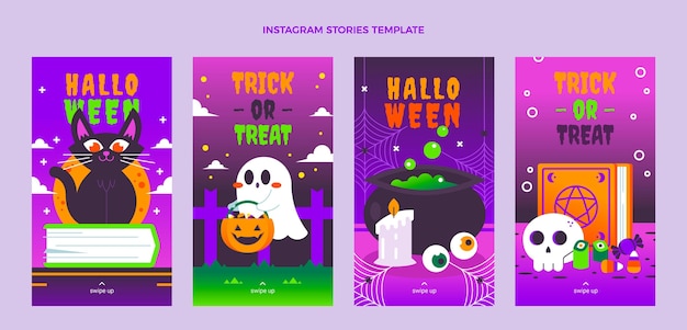Vettore raccolta di storie di instagram di halloween sfumato