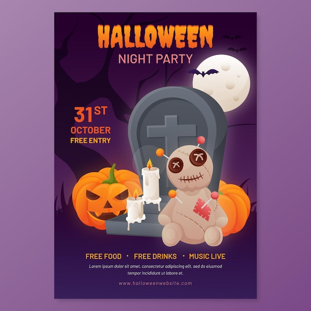 Gradient halloween vertical poster template