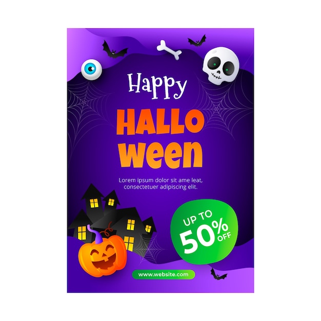 Vector gradient halloween vertical poster template