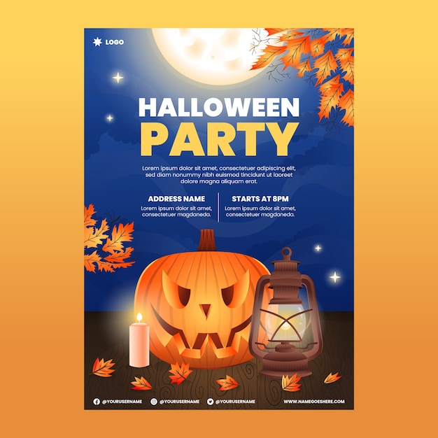 Vector gradient halloween vertical poster template