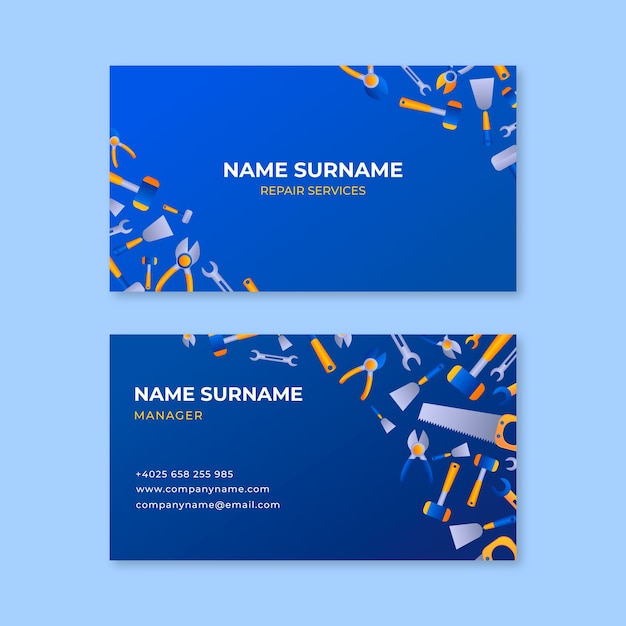 Vector gradient handyman business cards