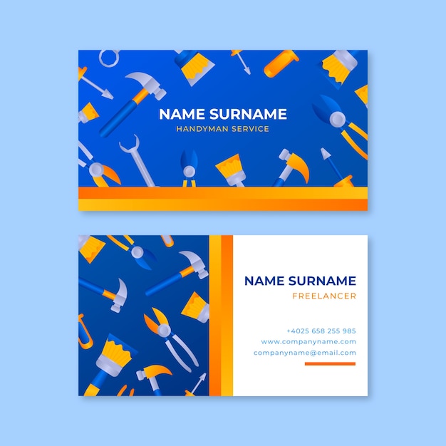 Vector gradient handyman business cards