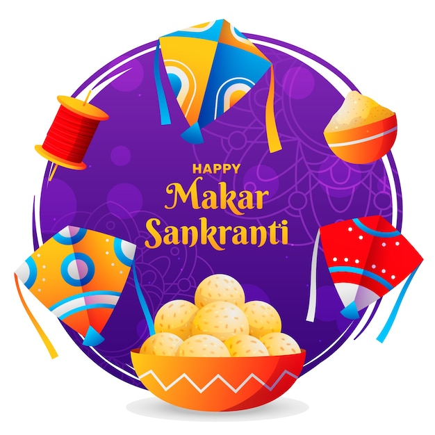 Vettore gradiente felice illustrazione makar sankranti