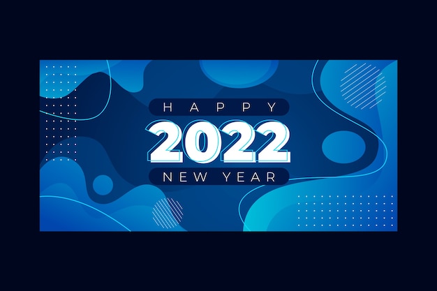 Vettore banner orizzontale gradiente felice anno nuovo 2022