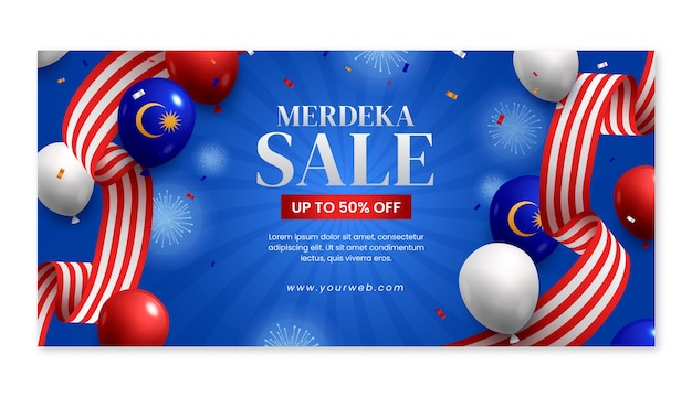 gradient hari merdeka horizontal banner template