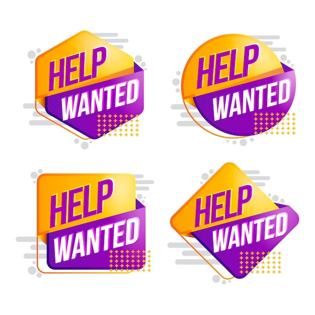 Gradient help wanted labels design