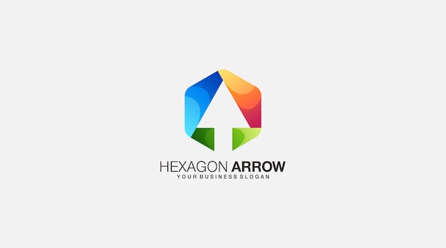 Gradient hexagon arrow vector logo design template icon