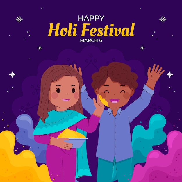 Vector gradient holi festival celebration illustration