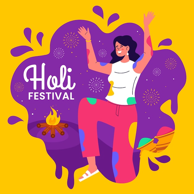 Vettore illustrazione di celebrazione del festival di gradiente holi