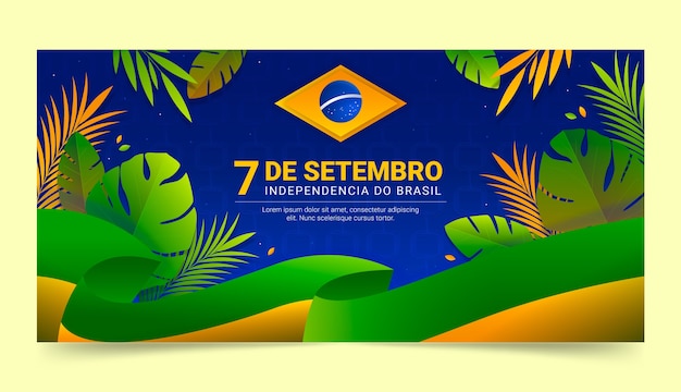 Vector gradient horizontal banner template for brazilian independence day celebration