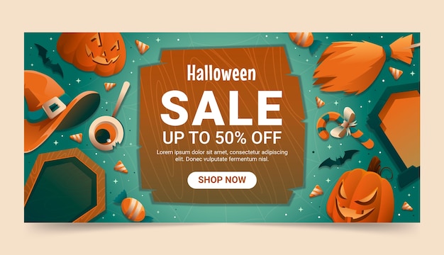 Vector gradient horizontal banner template for halloween celebration