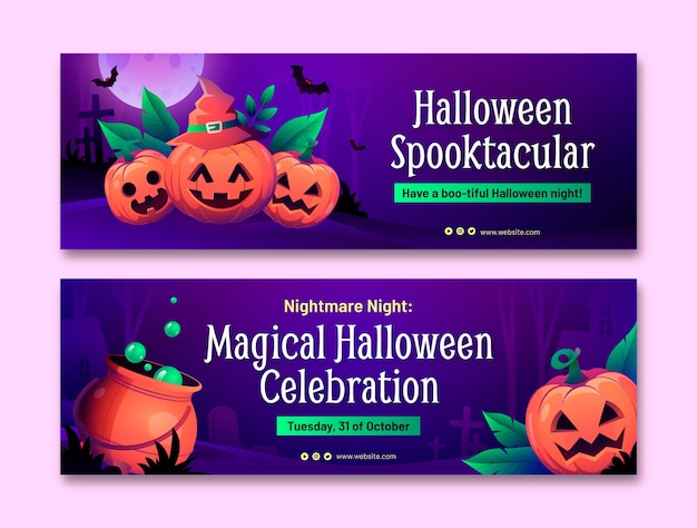 Vector gradient horizontal banner template for halloween season