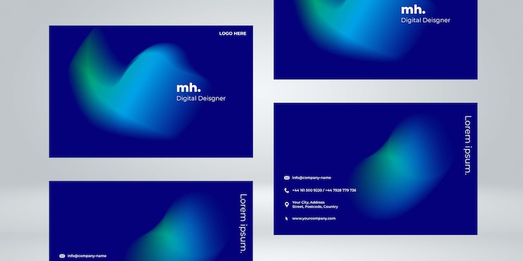 Vector gradient horizontal business card template for the digital company
