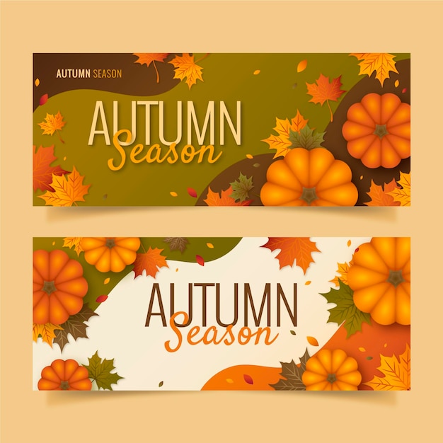 Gradiënt horizontale herfst banners set