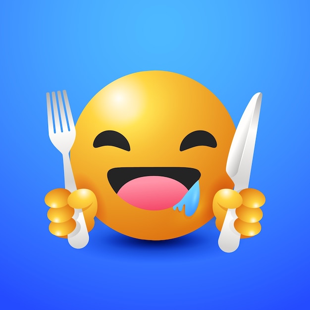 Vector gradient hungry emoji illustration