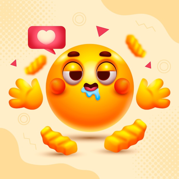 Vector gradient hungry emoji illustration