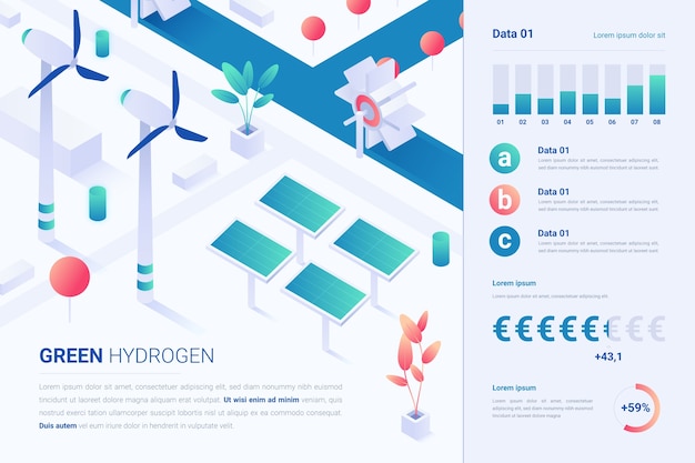 Vector gradient hydrogen infographic