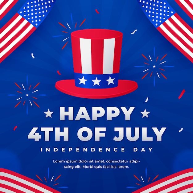 Vector gradient illustration for american 4th of july celebration