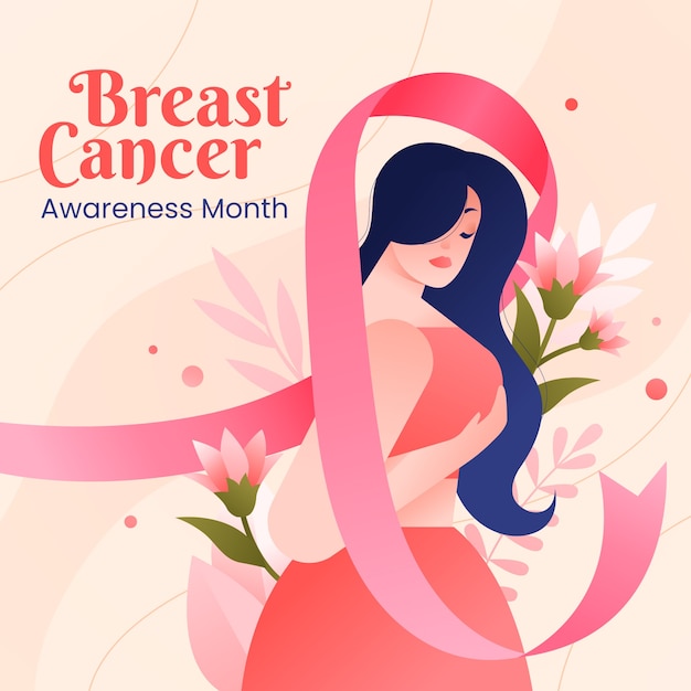 Градиентная иллюстрация к месяцу осведомленности о раке молочной железы