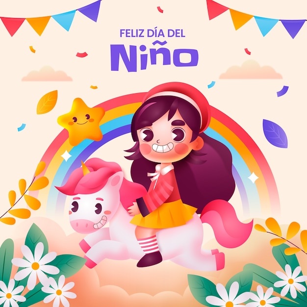 Gradient illustration for children's day celebration in spanish