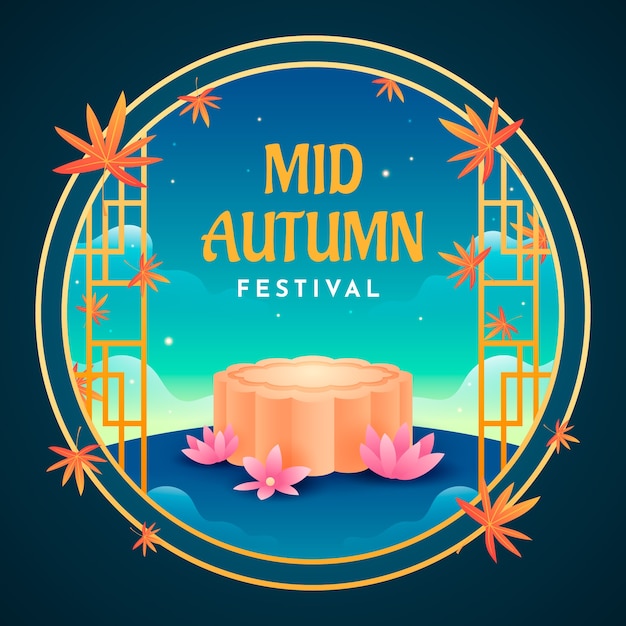 Gradient illustration for chinese mid-autumn festival celebration