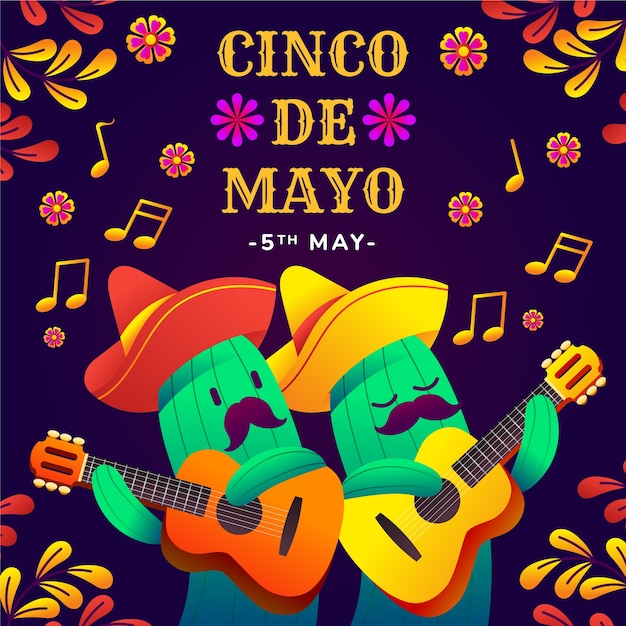 Vector gradient illustration for cinco de mayo celebration