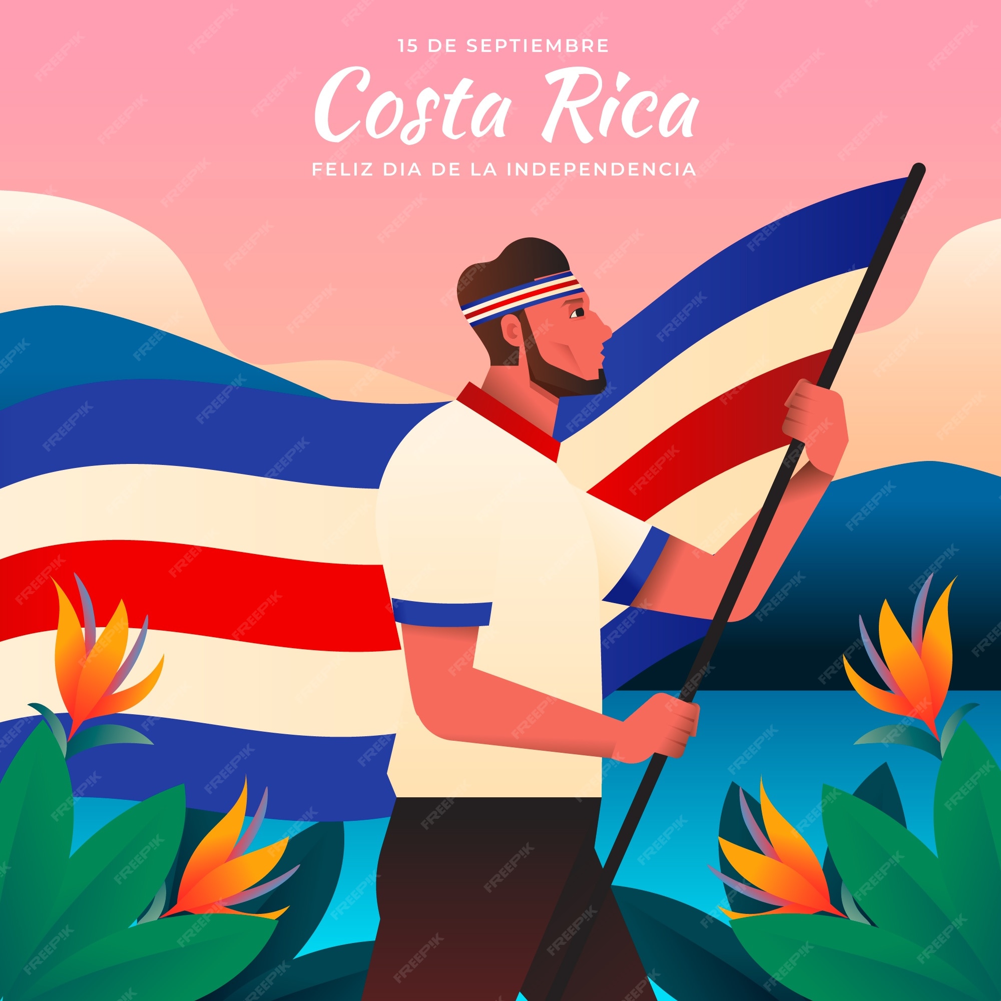 Premium Vector Gradient illustration for costa rica independence day