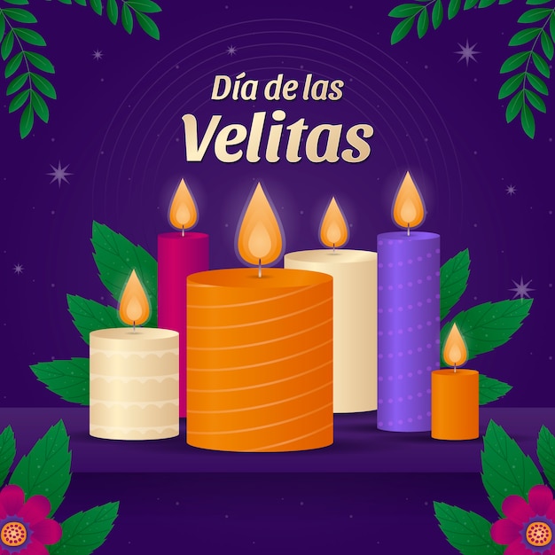 Gradient illustration for dia de las velitas holiday