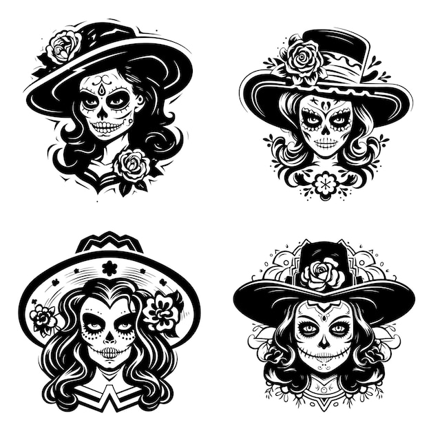 Gradient illustration for dia de muertos celebration DAY OF DEAD VECTOR ILLUSTRATION MADE WITH AI