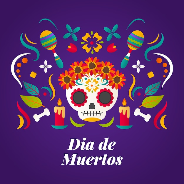 Vettore illustrazione sfumata per la celebrazione del dia de muertos