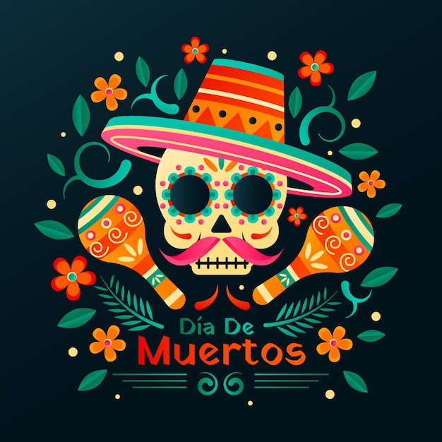 dia de muertos 축하를 위한 그라디언트 그림