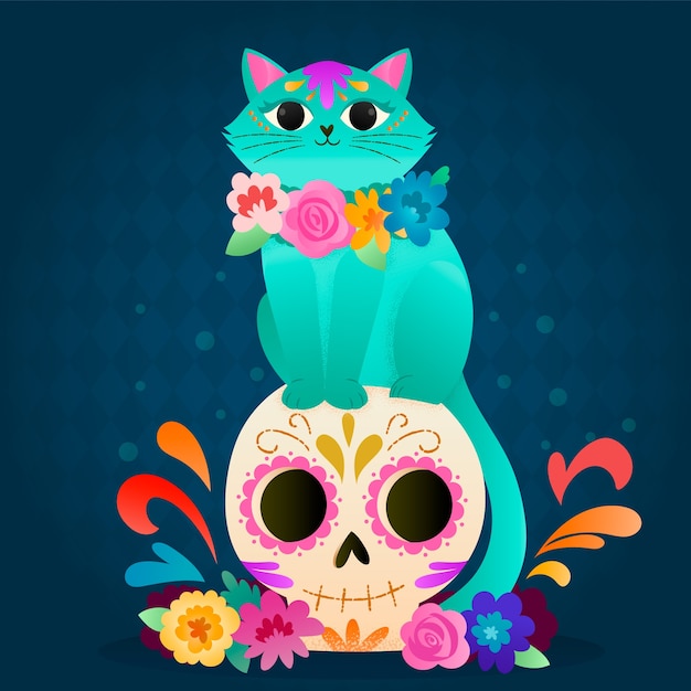 Gradient illustration for dia de muertos celebration