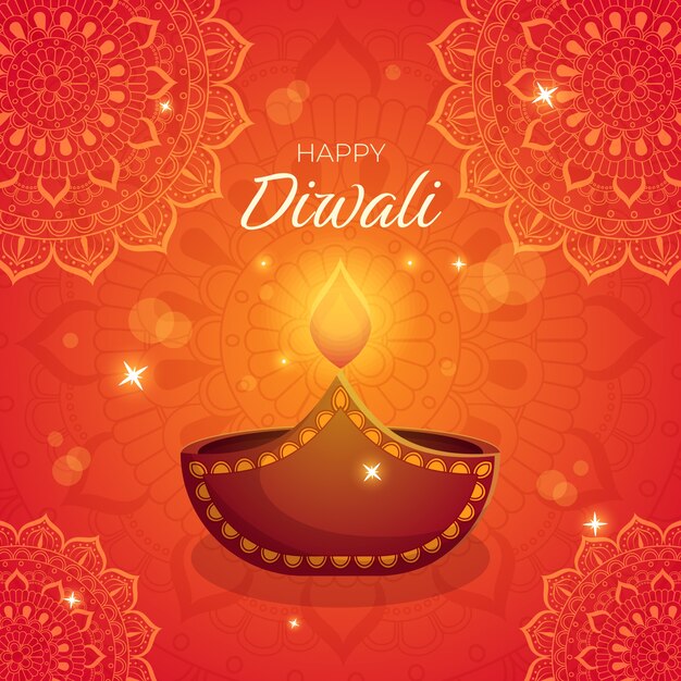 Vector gradient illustration for diwali celebration