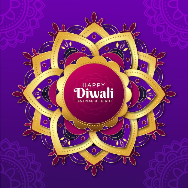 Vector gradient illustration for diwali festival celebration