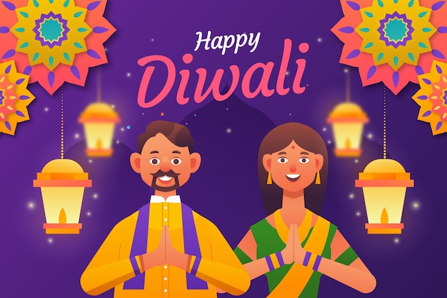 Vector gradient illustration for diwali festival