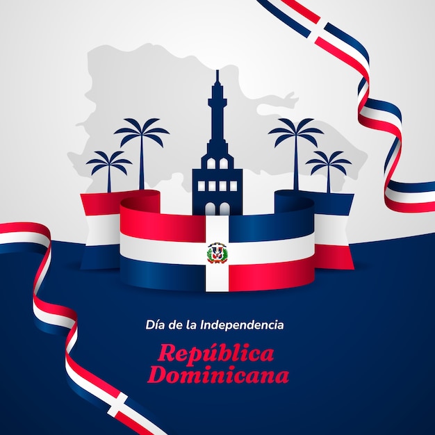 Vector gradient illustration for dominican republic independence day celebration