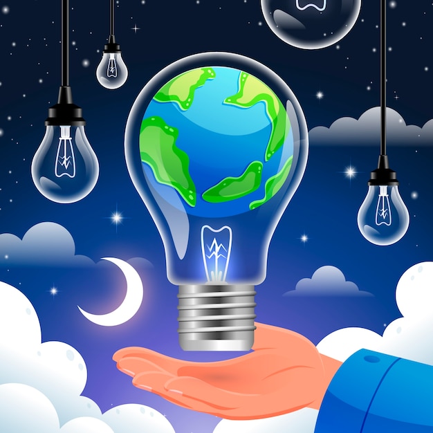 Vector gradient illustration for earth hour