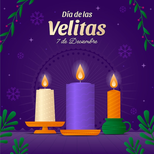 벡터 디아 드 라스 벨리타스(dia de las velitas) 휴가를 위한 그라데이션 일러스트레이션