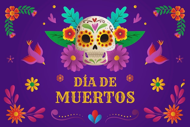 ベクトル dia de muertosのお祝いのグラデーションイラスト