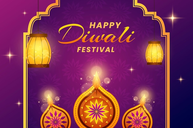 Градиентная иллюстрация для празднования индуистского фестиваля дивали