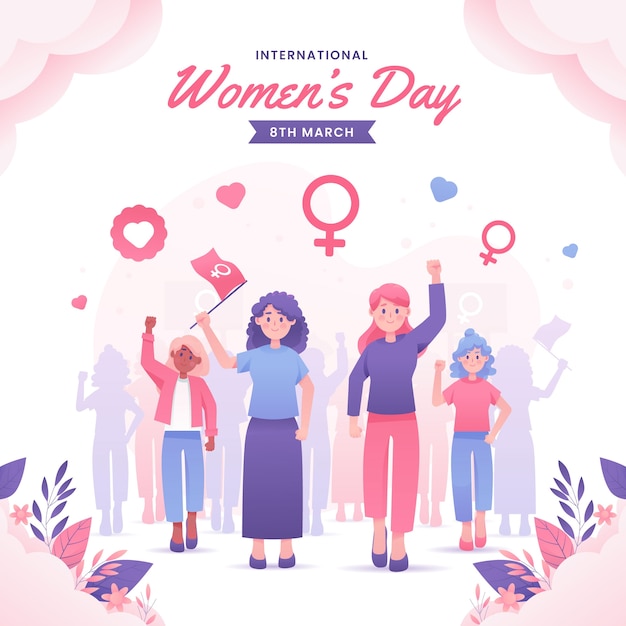 벡터 국제 여성의 날 기념식 을 위한 그라디언트 일러스트레이션