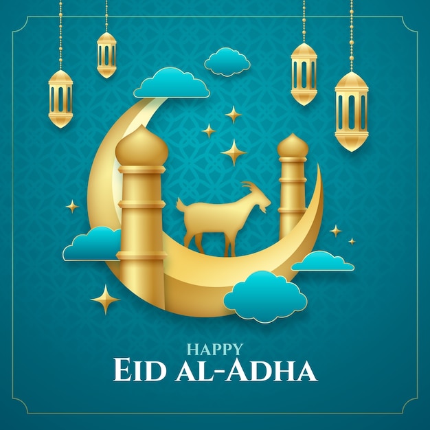 벡터 이슬람 eid al-adha 축하를 위한 그라데이션 그림