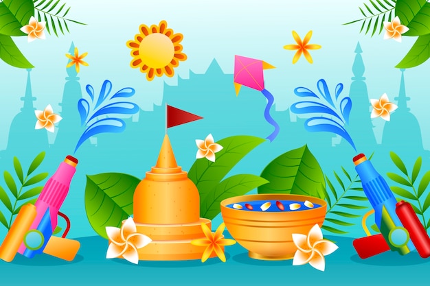 Вектор Градиентная иллюстрация для празднования водного фестиваля сонгкран