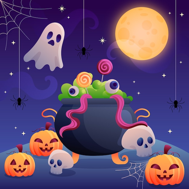 Градиентная иллюстрация для празднования хэллоуина