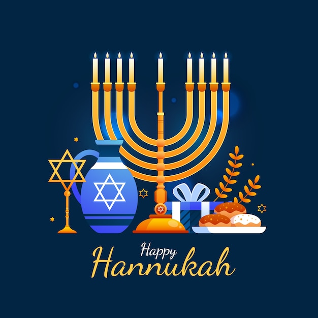 Vector gradient illustration for hanukkah celebration