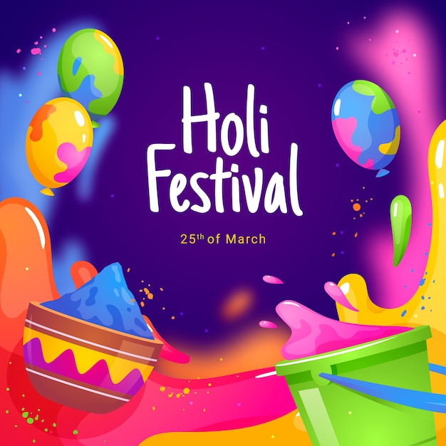 Vector gradient illustration for holi festival celebration