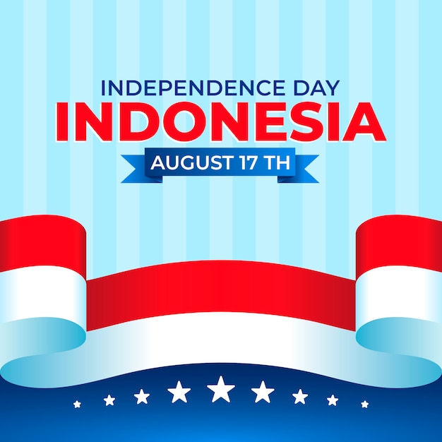 Vector gradient illustration for indonesia independence day celebration