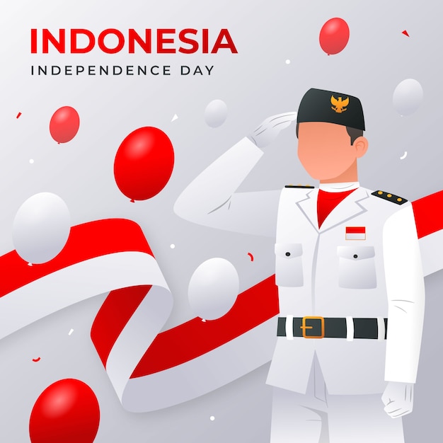 Vector gradient illustration for indonesia independence day celebration